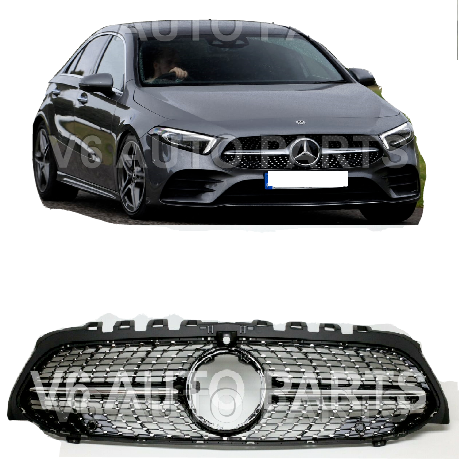 For Mercedes A-Class W177 A160 A220 A45 AMG Front Bumper Diamond Grille 2018-22