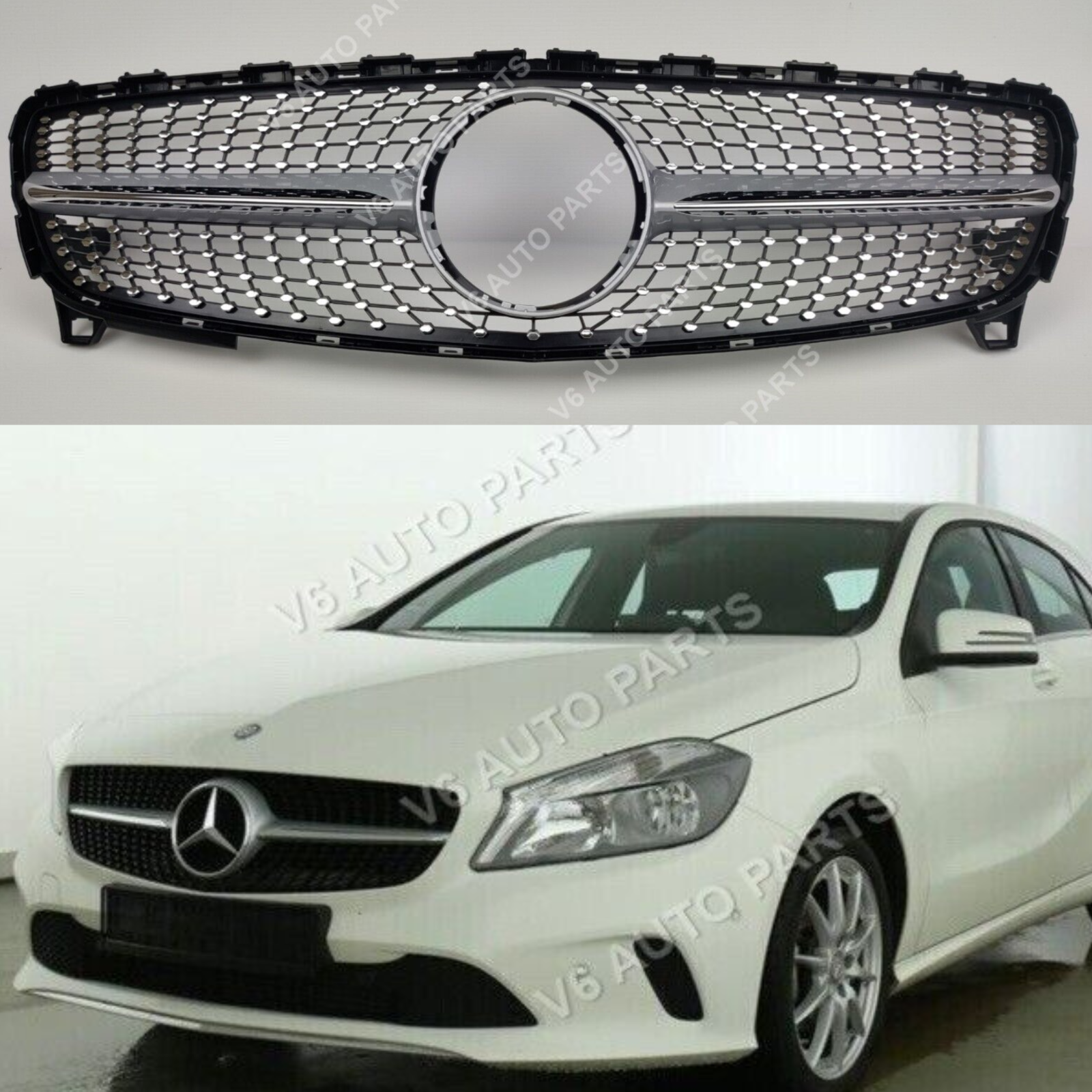 For Mercedes A-Class W176 A200 Grill Front Radiator Diamond Grille AMG 2015-2018