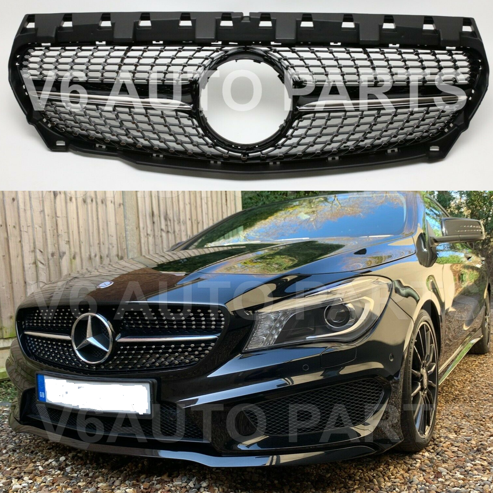 For Mercedes CLA-Class C117 W117 180d Front Radiator Black Grille 2013-2017 AMG