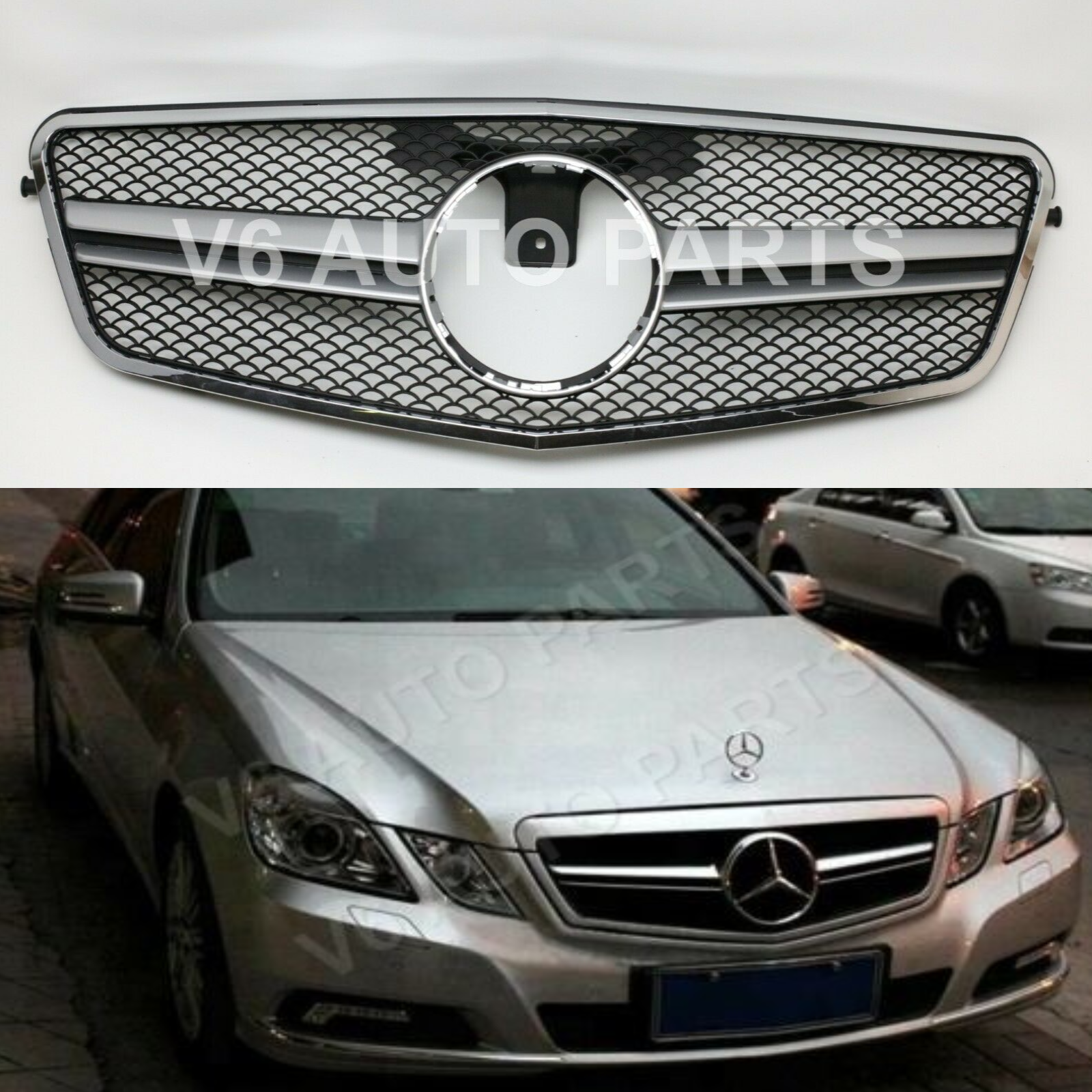 For Mercedes E-Class W212 E63 AMG Style Front Bumper Grille 2009-13 Pre-Facelift